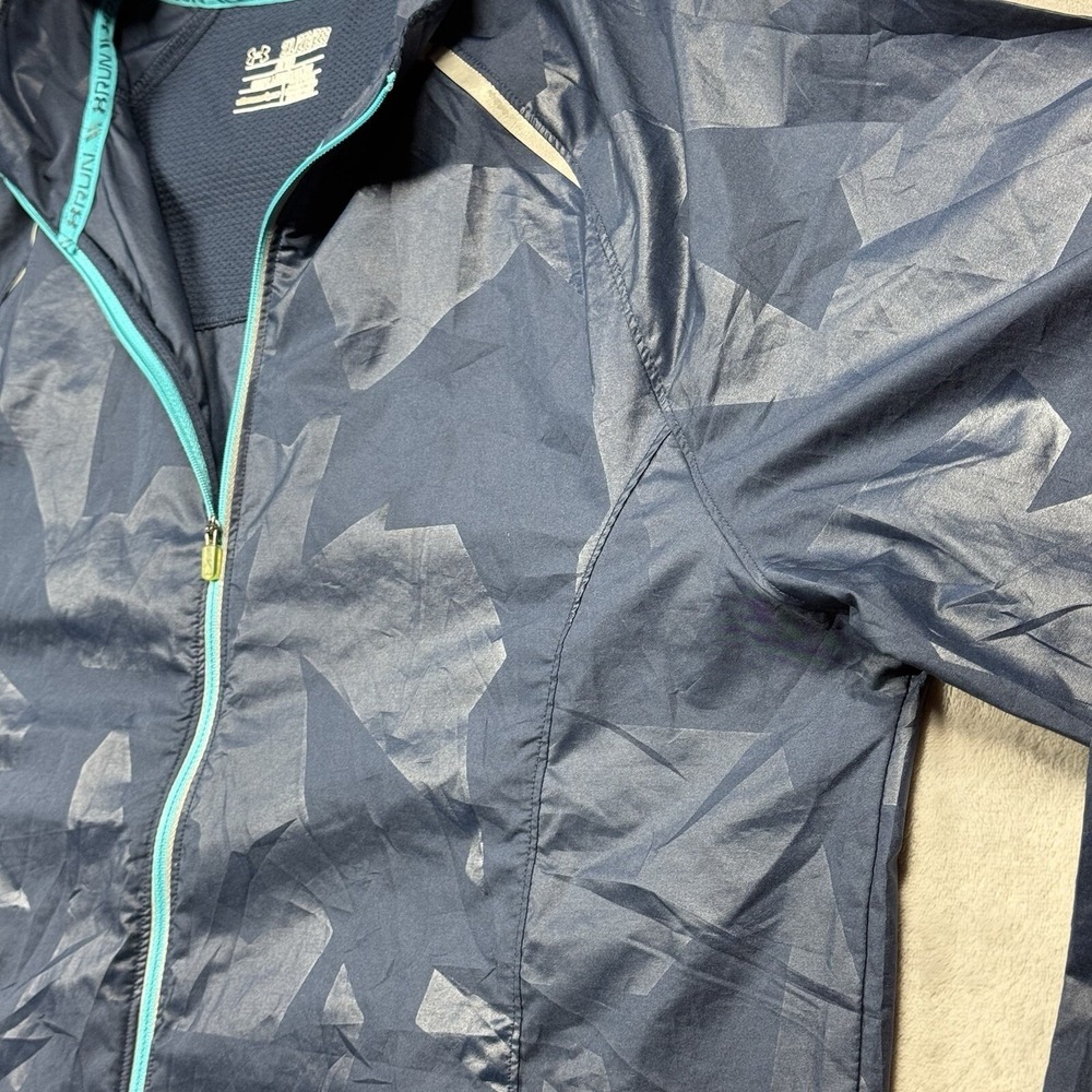 Under Armour Windbreaker Jacket Mens 2XL Navy Blue Geometric Camo 1253577 - Picture 9 of 12
